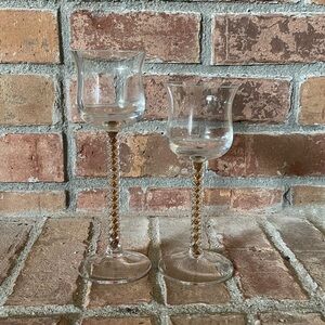 Retired PartyLite Harlequin Amber Swirl Votive Tealight Candle Holders